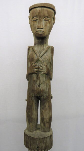 Carved Wood Standing Figure with Child