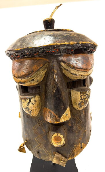 African Polychrome Carved Wood Mask