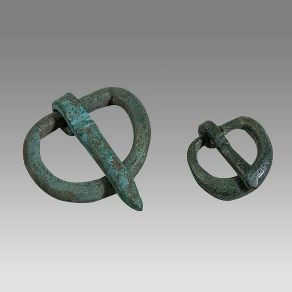 Two Roman Bronze Belt Buckles