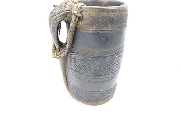Tibetan Carved Wood Yak Milk Bucket