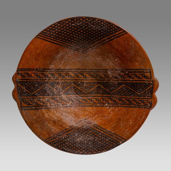 Geometric-Decorated Pottery Plate