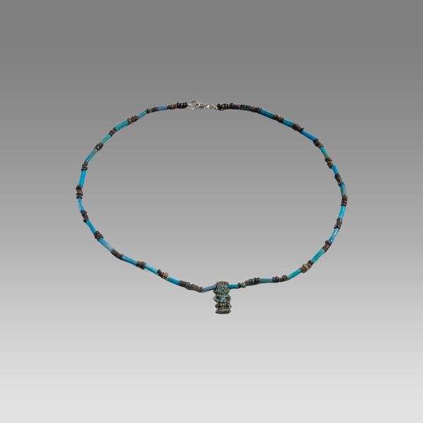 Egyptian Faience Necklace with Bes Amulet