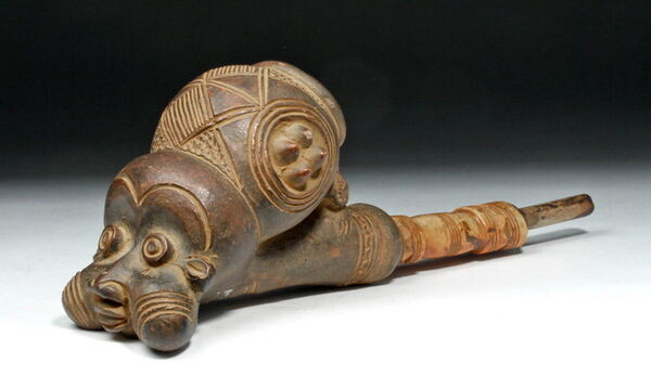 Bamun Ceramic and Ivory Pipe