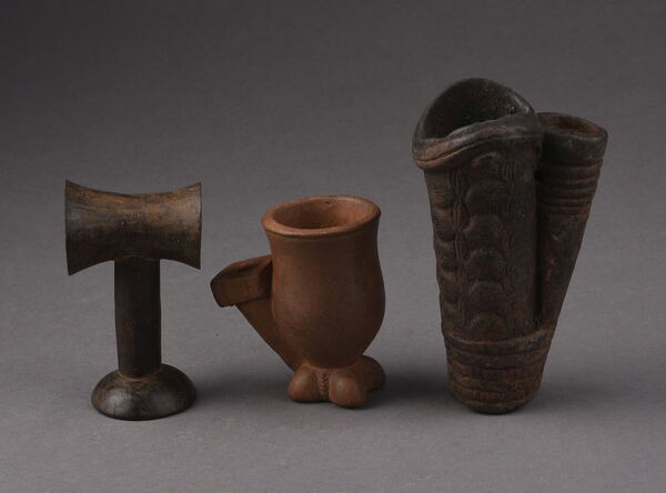 Three Wood and Clay Pipes