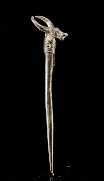 Lobi Brass Hairpin with Bush Cow Finial