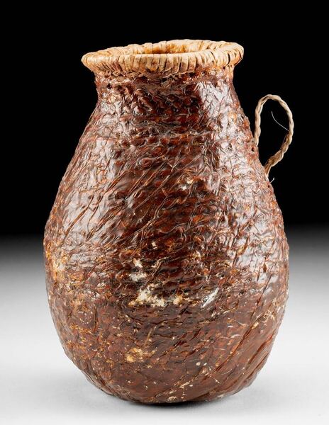 Apache Pitch-Coated Wicker Water Basket