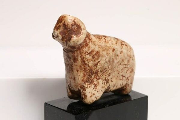 Ancient Carved Stone Horned Sheep
