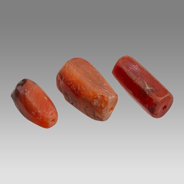 Three Mesopotamian Carnelian Beads