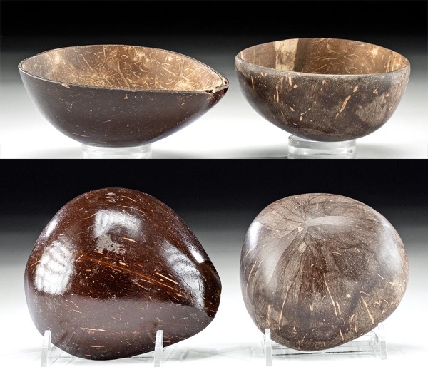 Early 20th C. Polynesian Fijian Coconut Cups (pr)