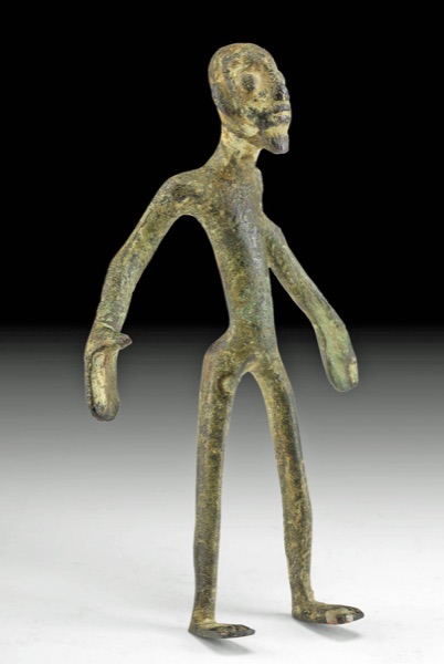 19th C. African Mali Bronze Standing Male Figure