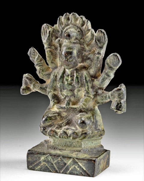 Early Nepalese Figural of Seated Deity w/ 8 Arms