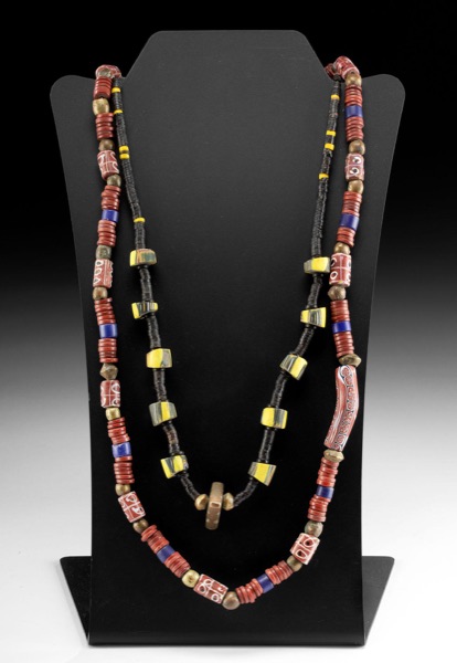 19th C. European / African Glass & Brass Necklaces