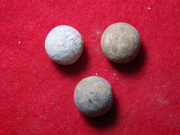 Three Excavated Civil War .69 Calibre Round Balls