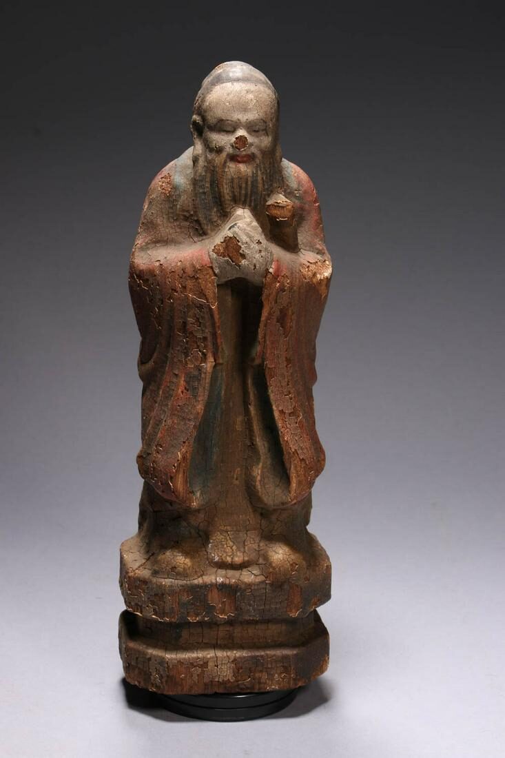 Chinese Polychrome Wood Figure