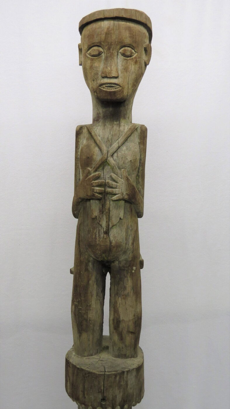Carved Wood Standing Figure with Child
