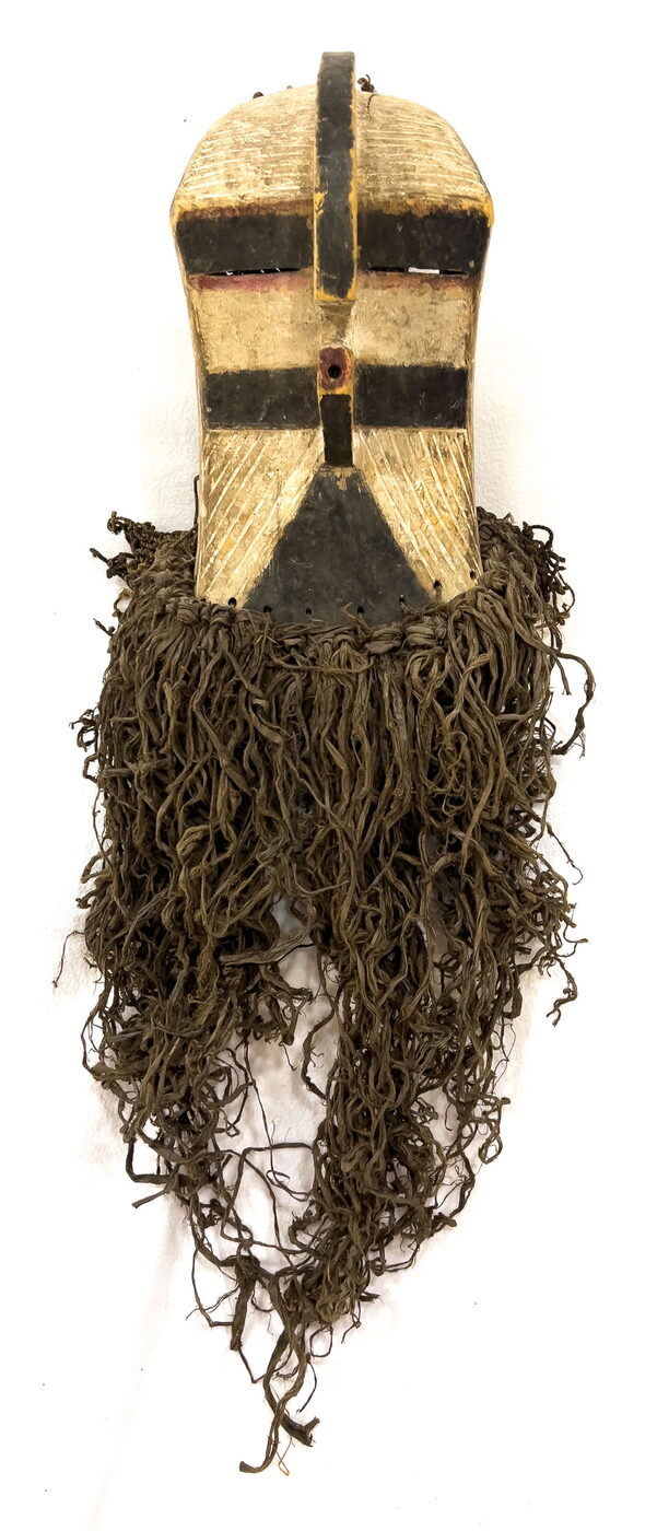 Songye Polychrome Wood Mask with Fibre