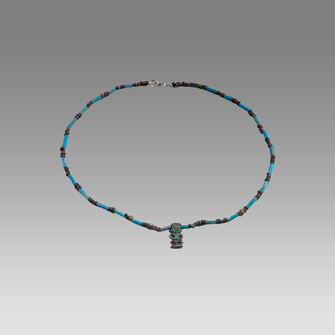 Egyptian Faience Necklace with Bes Amulet