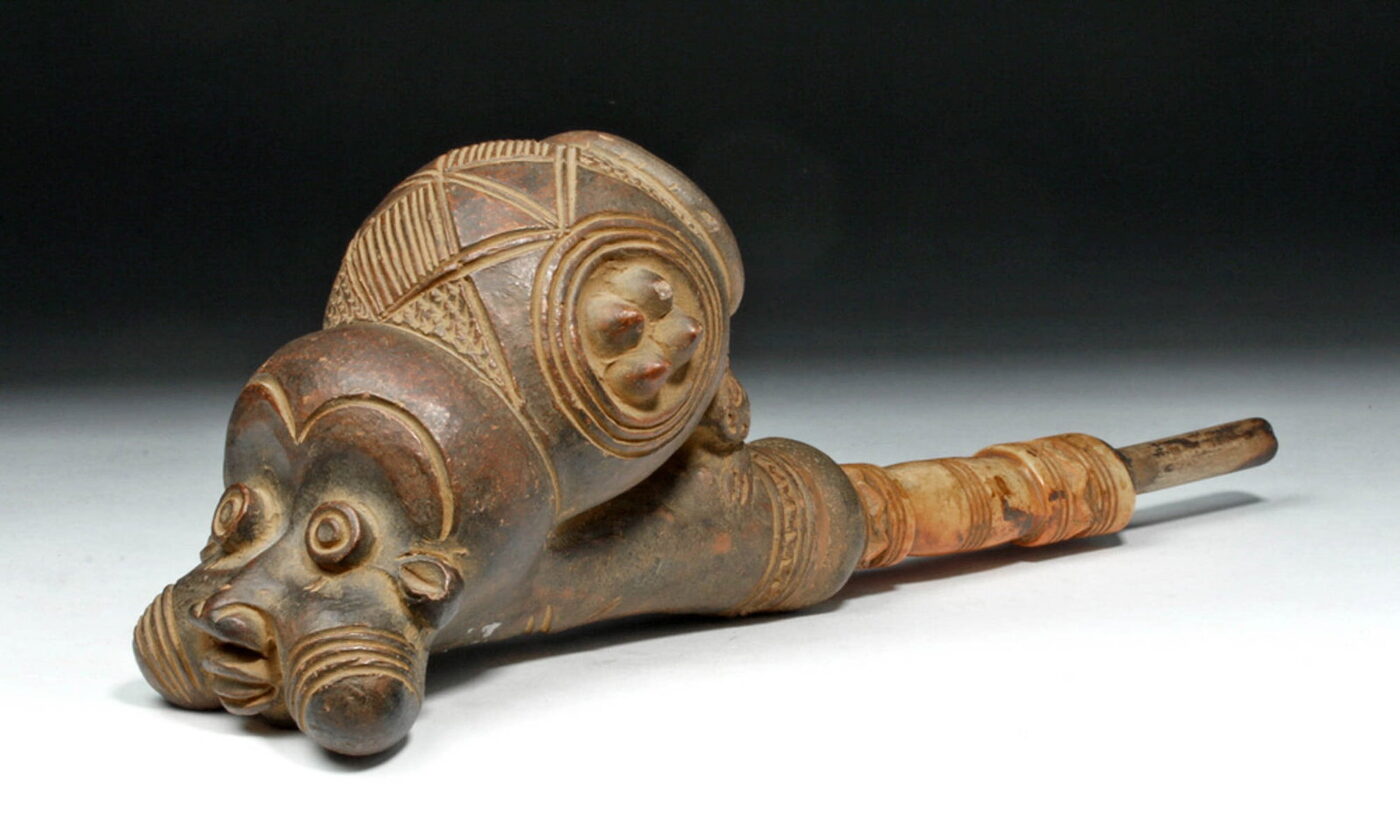 Bamun Ceramic and Ivory Pipe