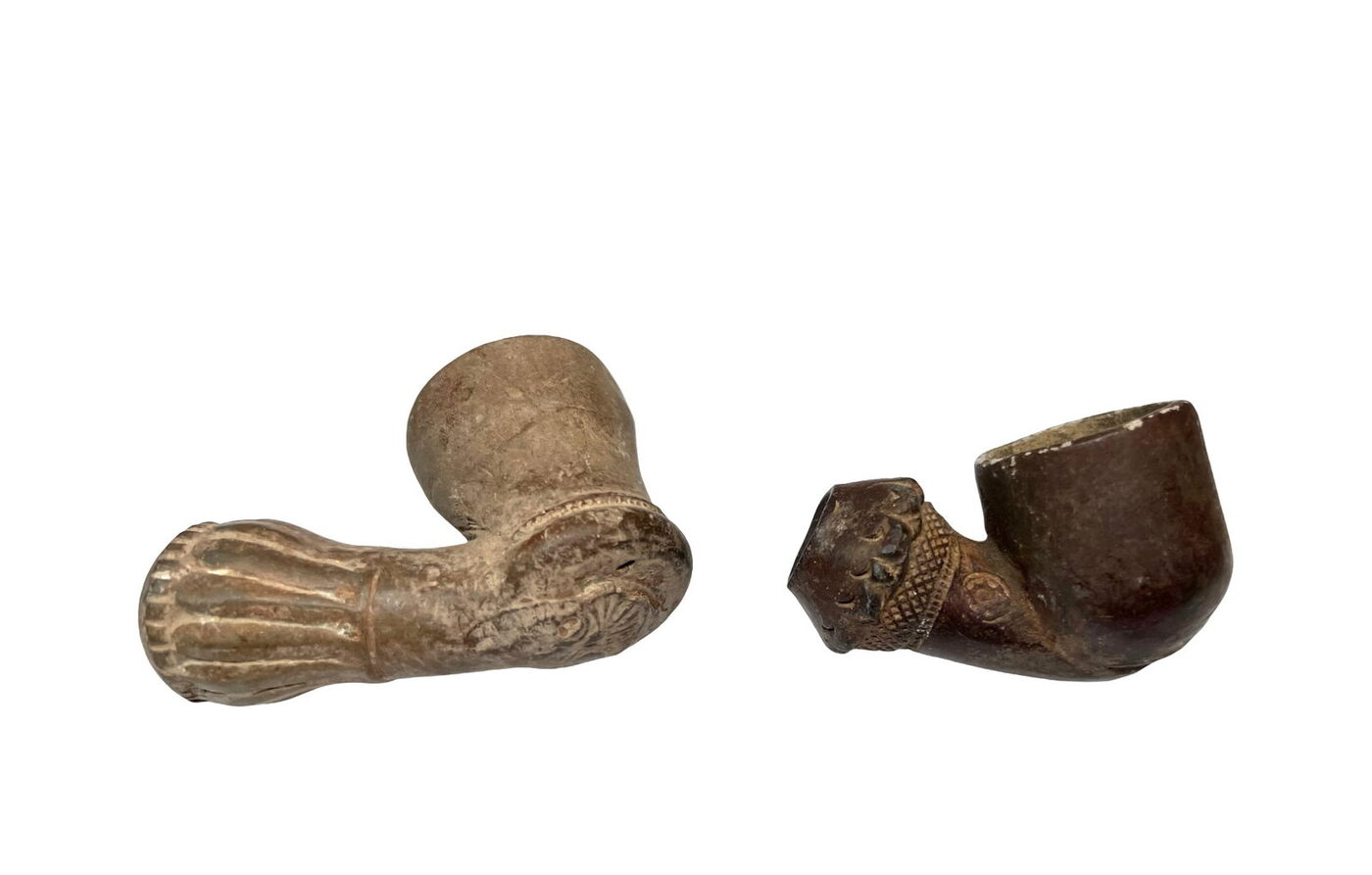Two Ottoman Clay Chibouk Pipes