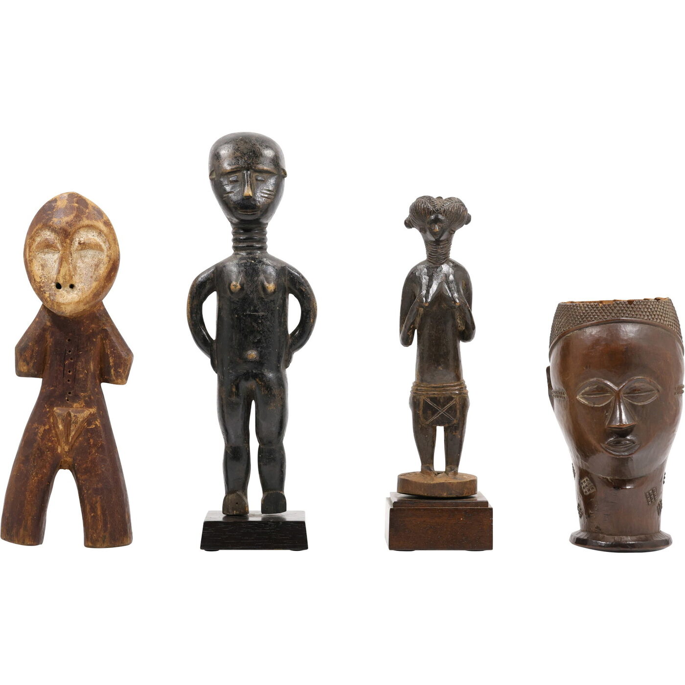 Three African Wood Figures and a Cup
