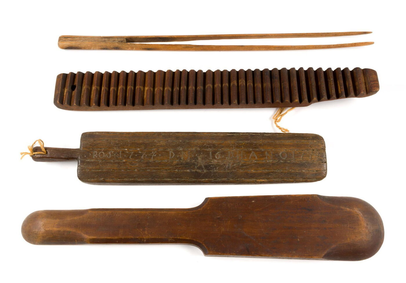 Four Early Republic Wooden Textile Tools