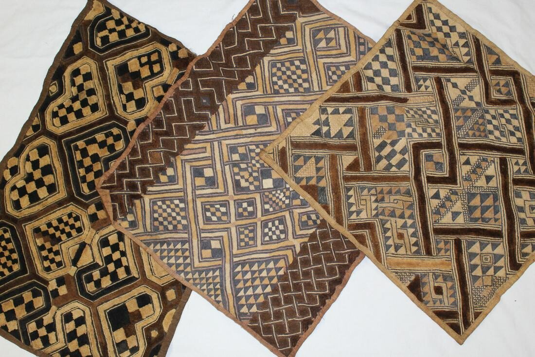 Three Kuba Shoowa Cloths