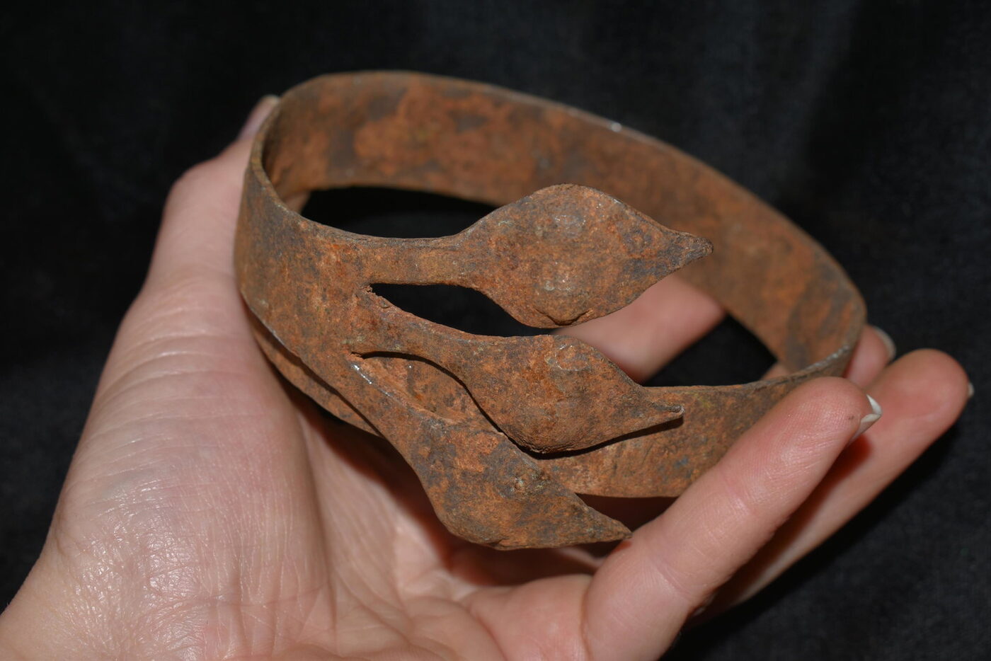 African Brass Cuff with Spear Motifs