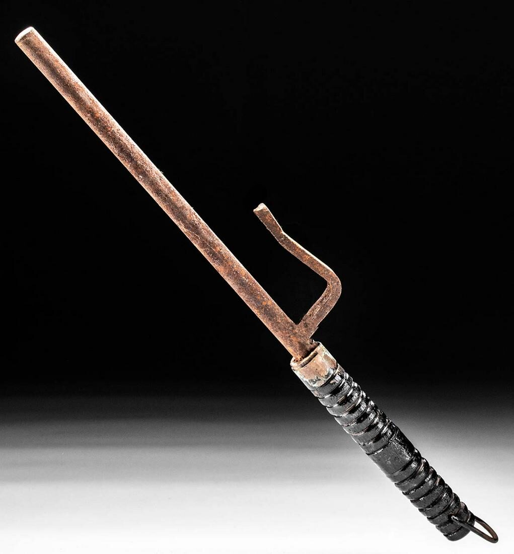 Japanese Iron Jitte with Lacquered Handle