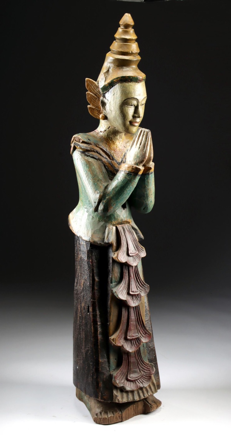 Early / Tall Thai Wood Thepphanom (Temple Figure)