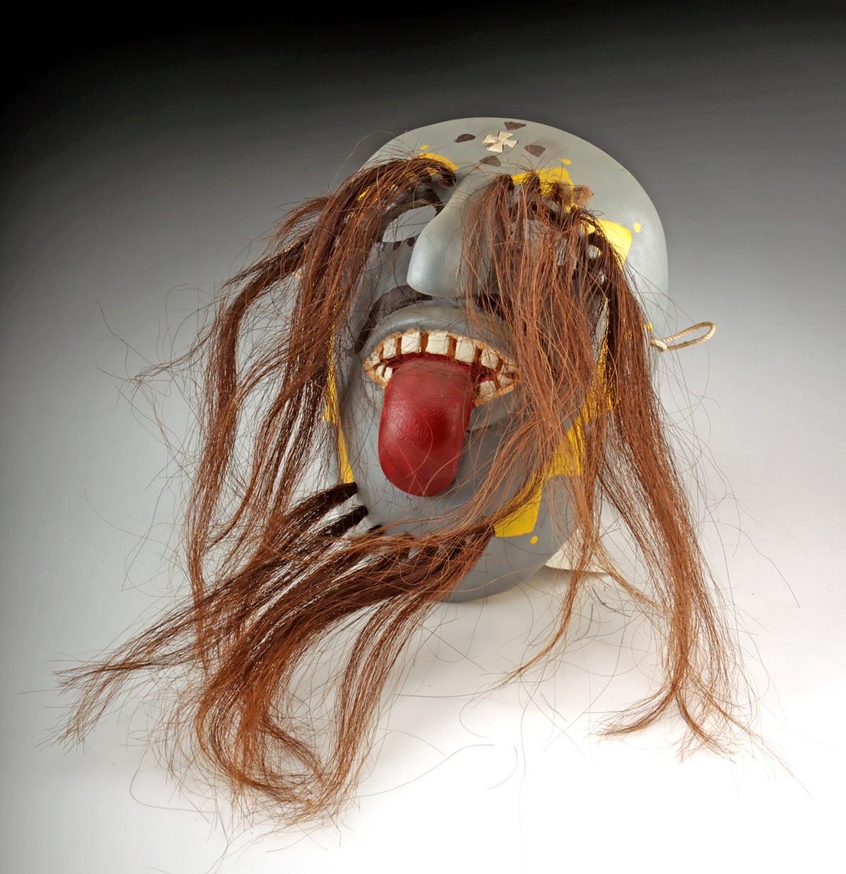 Mexican Mayo / Yaqui Festival Wood Mask with Horsehair