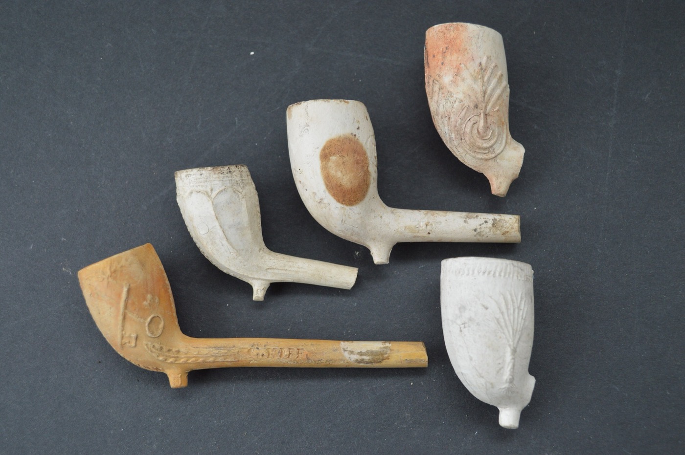 Five Clay Pipe Bowls
