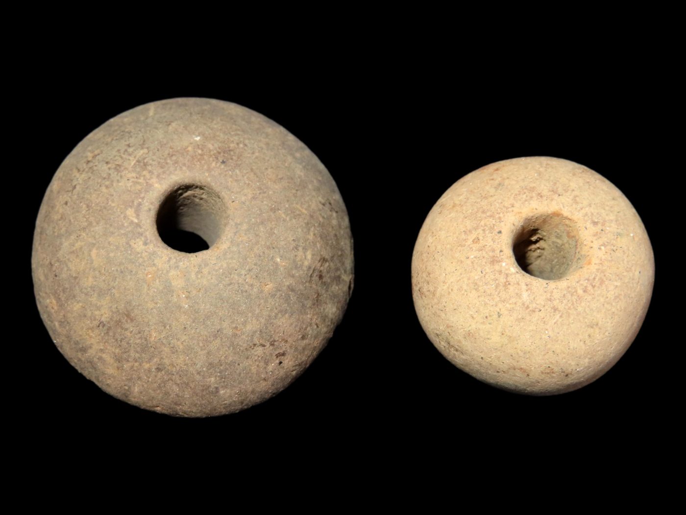 2 Pre Columbian Spindle Whorl Beads